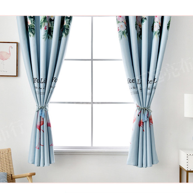 RÈM CỬA CHIM HẠC MÀU XANH VÀ HỒNG .SIZE 3M NGANG X 2M CAO