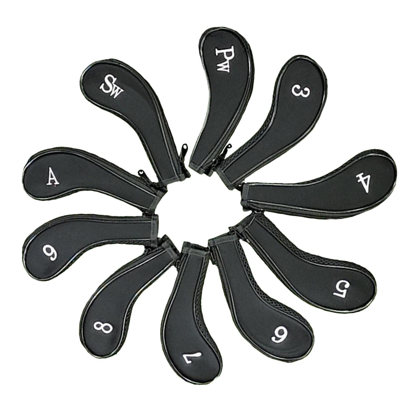 10Pcs Golf Iron Covers Set Golf Club Headcover Sleeve Training Equipment