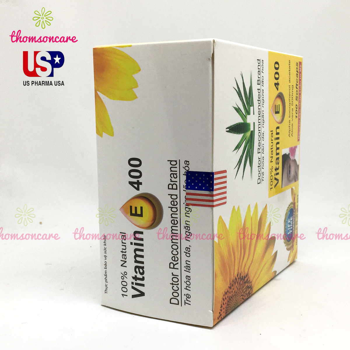 Viên uống Vitamin E 400 hướng dương - Giúp làm đẹp da, ngăn ngừa lão hóa, tốt cho sinh lý, giúp tóc chắc khỏe - Hộp 100v