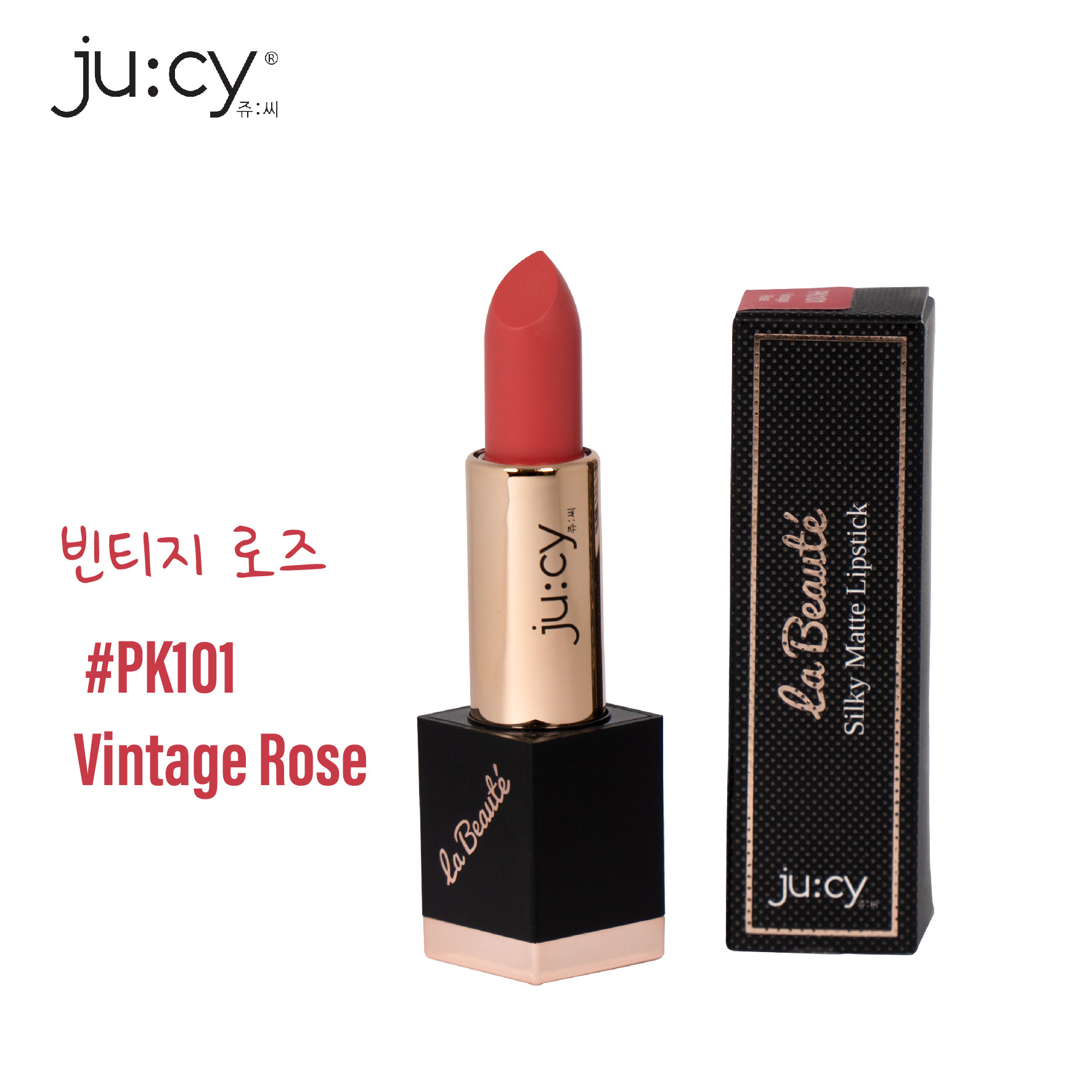 (HÀNG CHUẨN HÃNG) Son lì KHÔNG CHÌ Hàn Quốc Ju:cy Vintage Rose_Hồng Đào Đất chuẩn màu, không lộ vân, bền màu đến 10 giờ, không gây khô, thâm môi