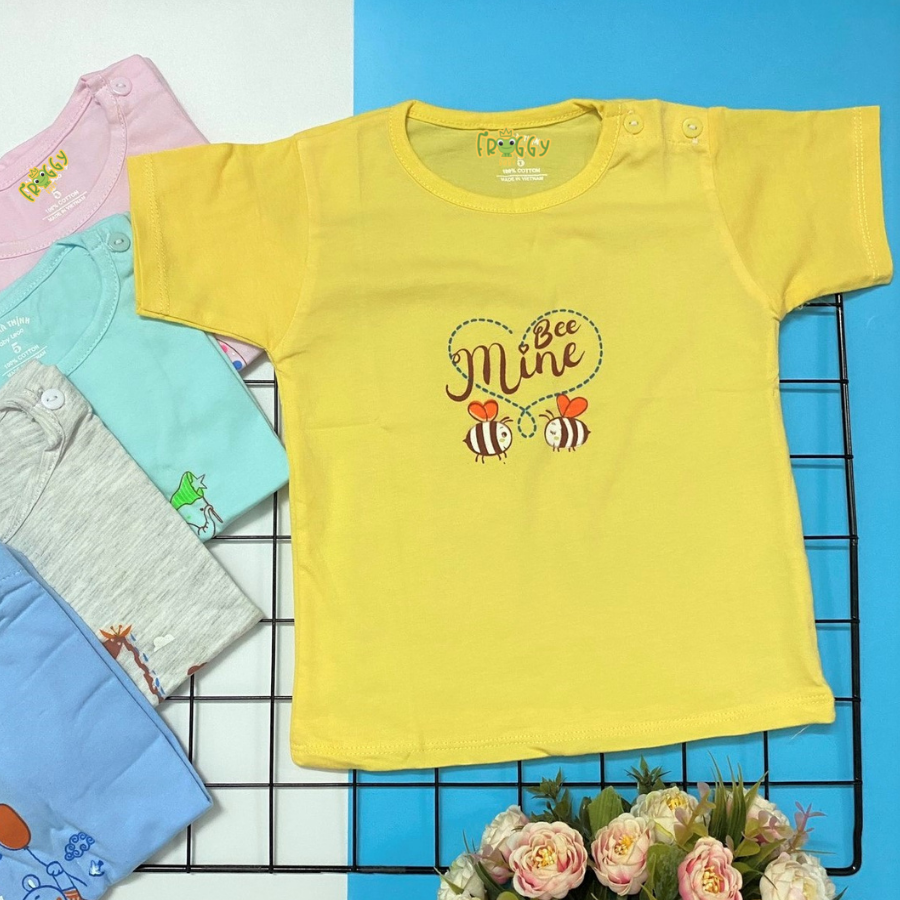 COMBO 3 Bộ quần áo sơ sinh cotton THT-FR GGY | Mẫu Tay Ngắn Cài VAI Màu | Size 3 - 5 cho bé 7 - 12 kg| Chất vải thun cotton 100% xịn, đẹp, mềm, họa tiết xinh | Hàng Việt Nam | quần áo trẻ em