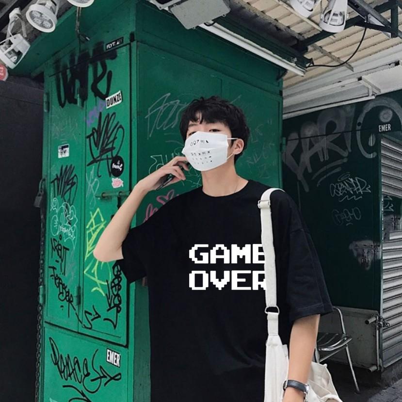 Áo thun nam nữ form rộng tay lỡ chữ kiểu GAME OVER họa tiết cá tính
