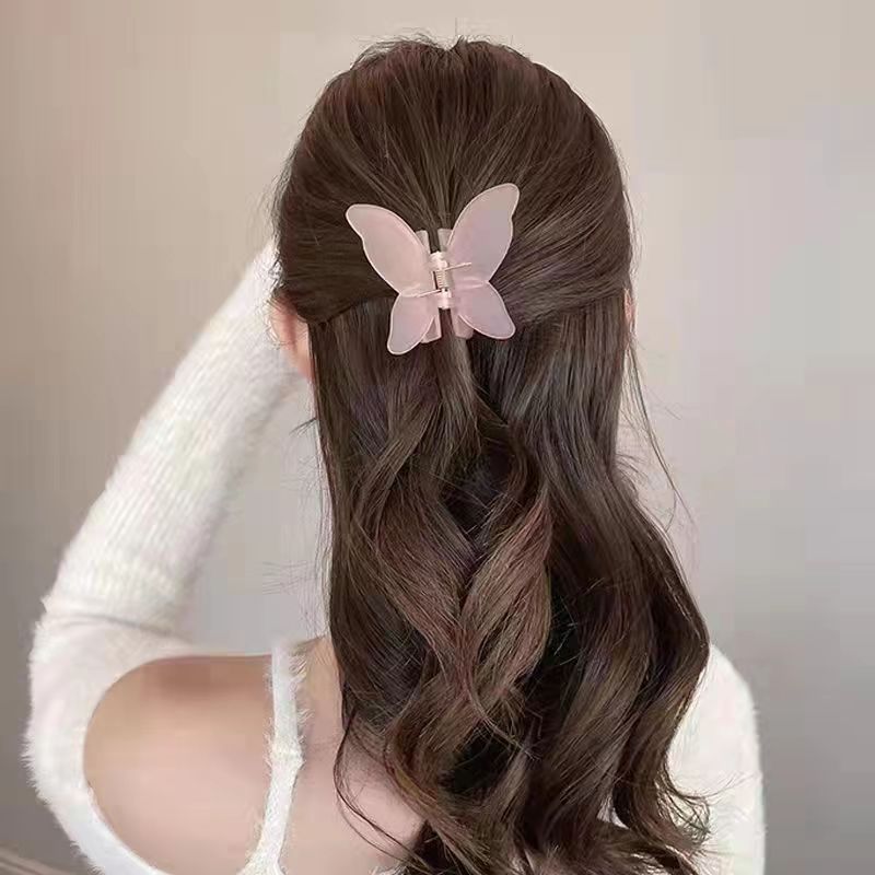Kẹp tóc con bướm pha lê solid - Kẹp tóc càng cua con bướm phong cách Hàn Quốc - Kẹp tóc đẹp cho lady