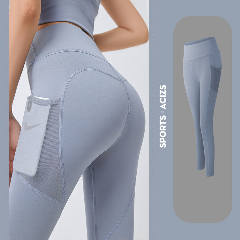 Quần thể thao nữ/ quần legging co giãn nhanh khô, túi hai bên phối lưới, quần yoga chạy bộ mã MTCK9016