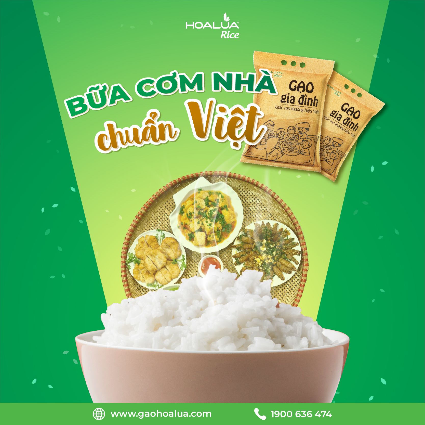 Gạo Gia Đình - Túi 5kg - Dẻo Vừa, Tơi Cơm, Thơm Nhẹ