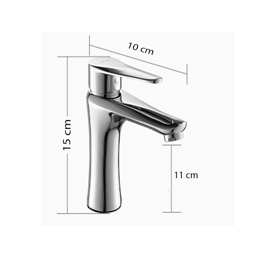 Vòi lavabo nóng lạnh cắm chậu OS310 chất liệu inox 304 nguyên khối tặng 2 dây cấp nóng lạnh Inox 60cm