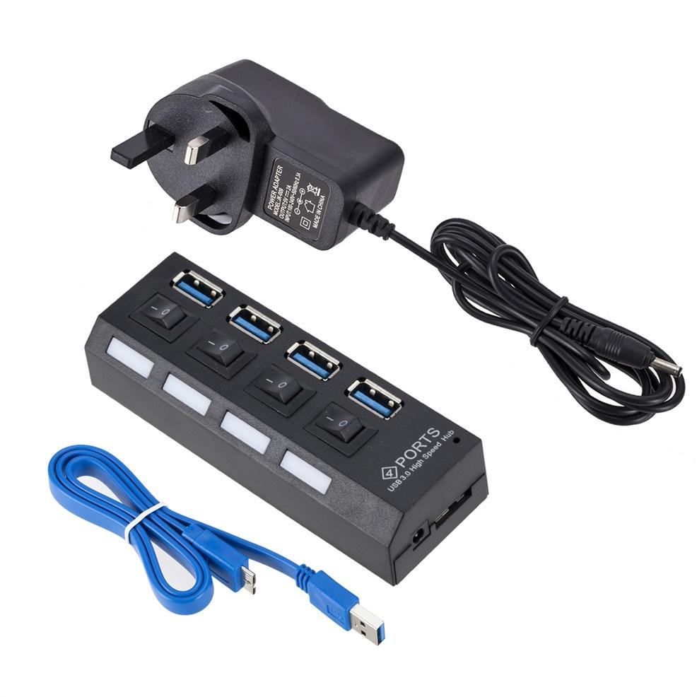 4 Port USB HUB Multi USB 3.0 Splitter 5.0Gbps High Speed Converter Adapter with on/off Switch For MacBook PC Notebook