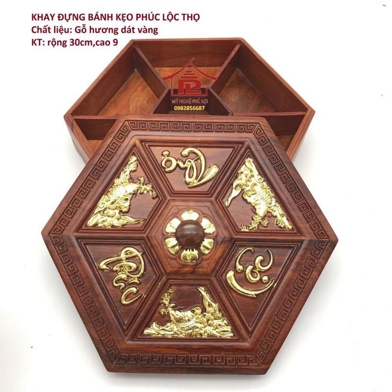 Khay Mứt nhựa giả gỗ phúc Lộc thọ vàng