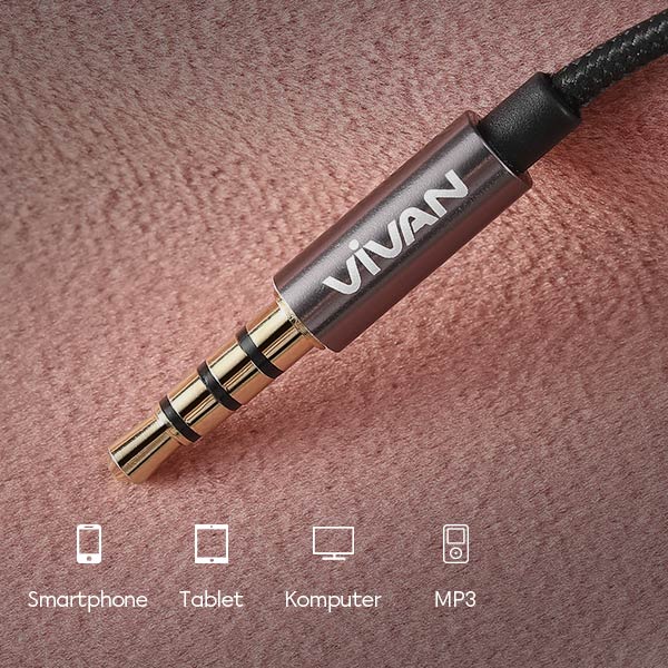 Tai Nghe Có Dây Nhét Tai VIVAN Q11S 3.5mm Âm Thanh HD Bọc Dù Siêu Bền Tích Hợp Micro Đàm Thoại - HÀNG CHÍNH HÃNG