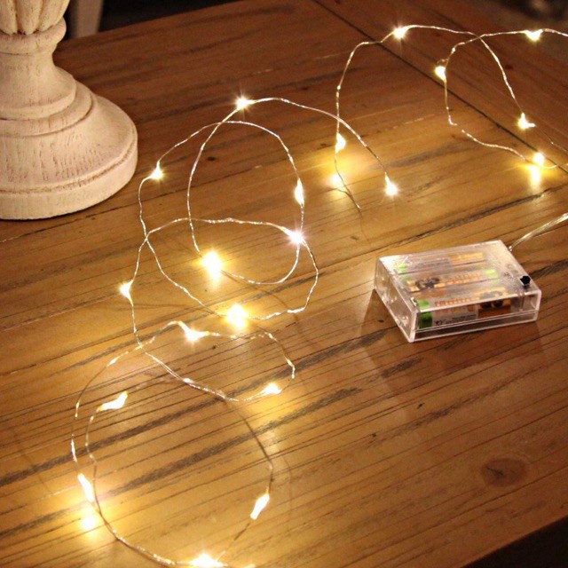 Đèn Led Dây Thép 3m chạy pin, Dây Đèn Led đom đóm nhiều màu trang trí