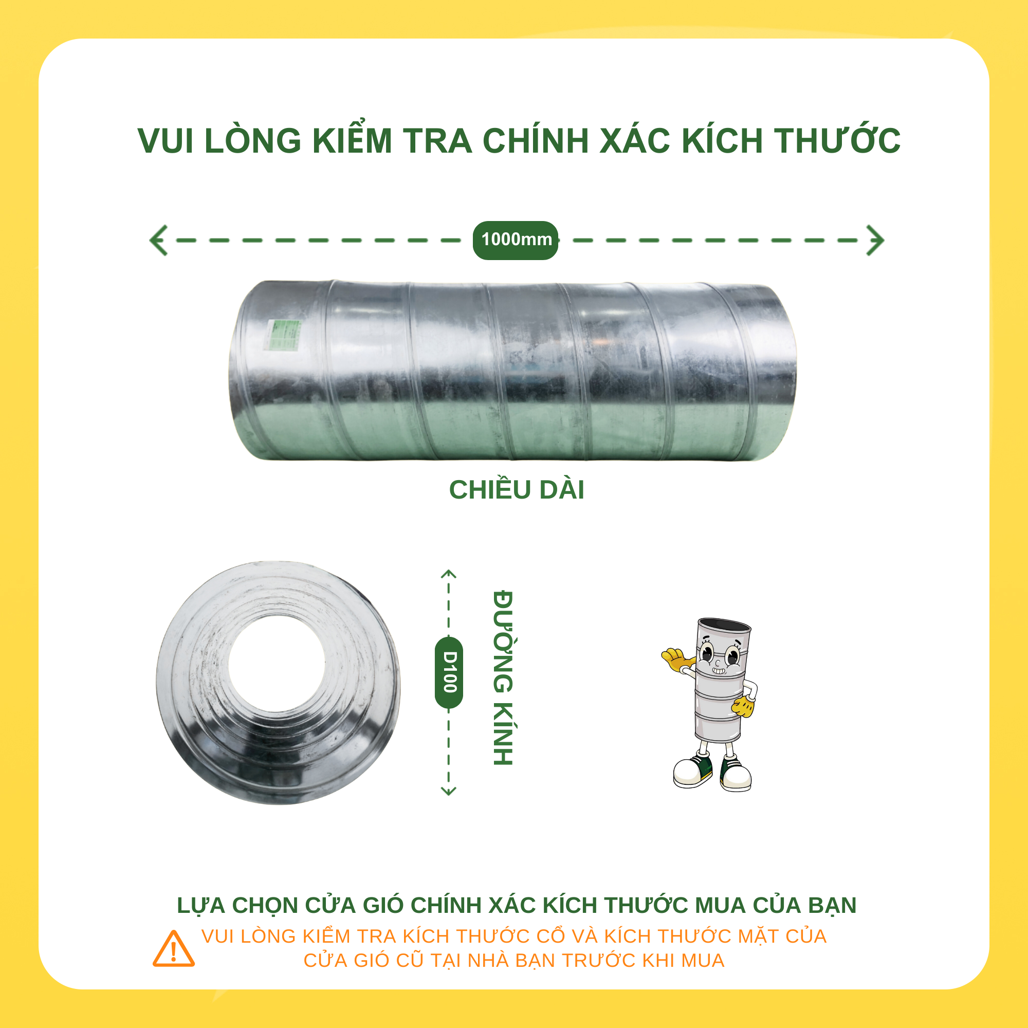 Ống Gió Tròn Xoắn - Asia Green, Chất Liệu Cao Cấp, Chống Ăn Mòn, Hàng Chính Hãng (Giá bao gồm VAT)