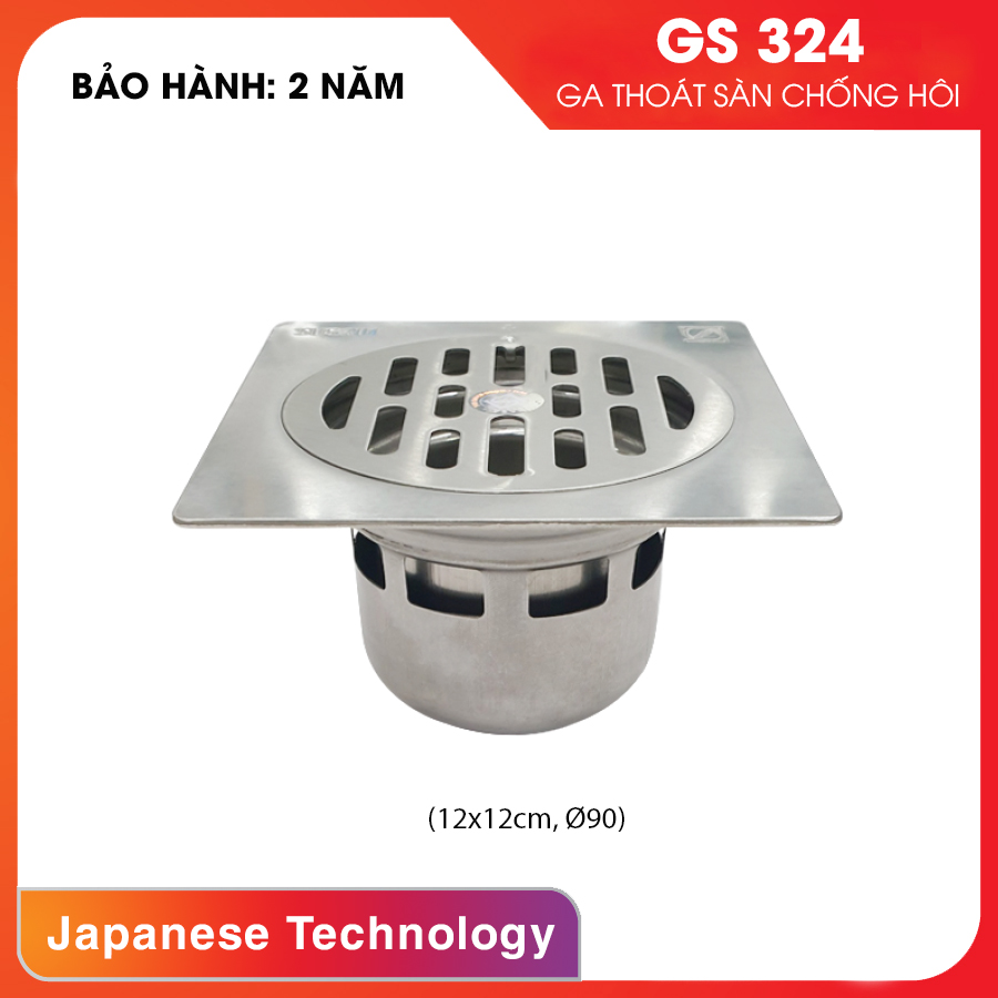 Ga thoát sàn chống hôi Inox - Phi (Φ) 90 GS324