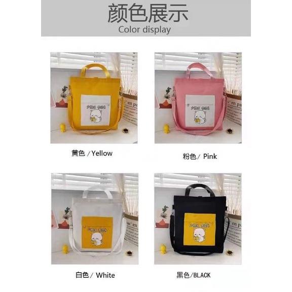 Túi Đeo Chéo Vải + Da Kèm Hình Thật