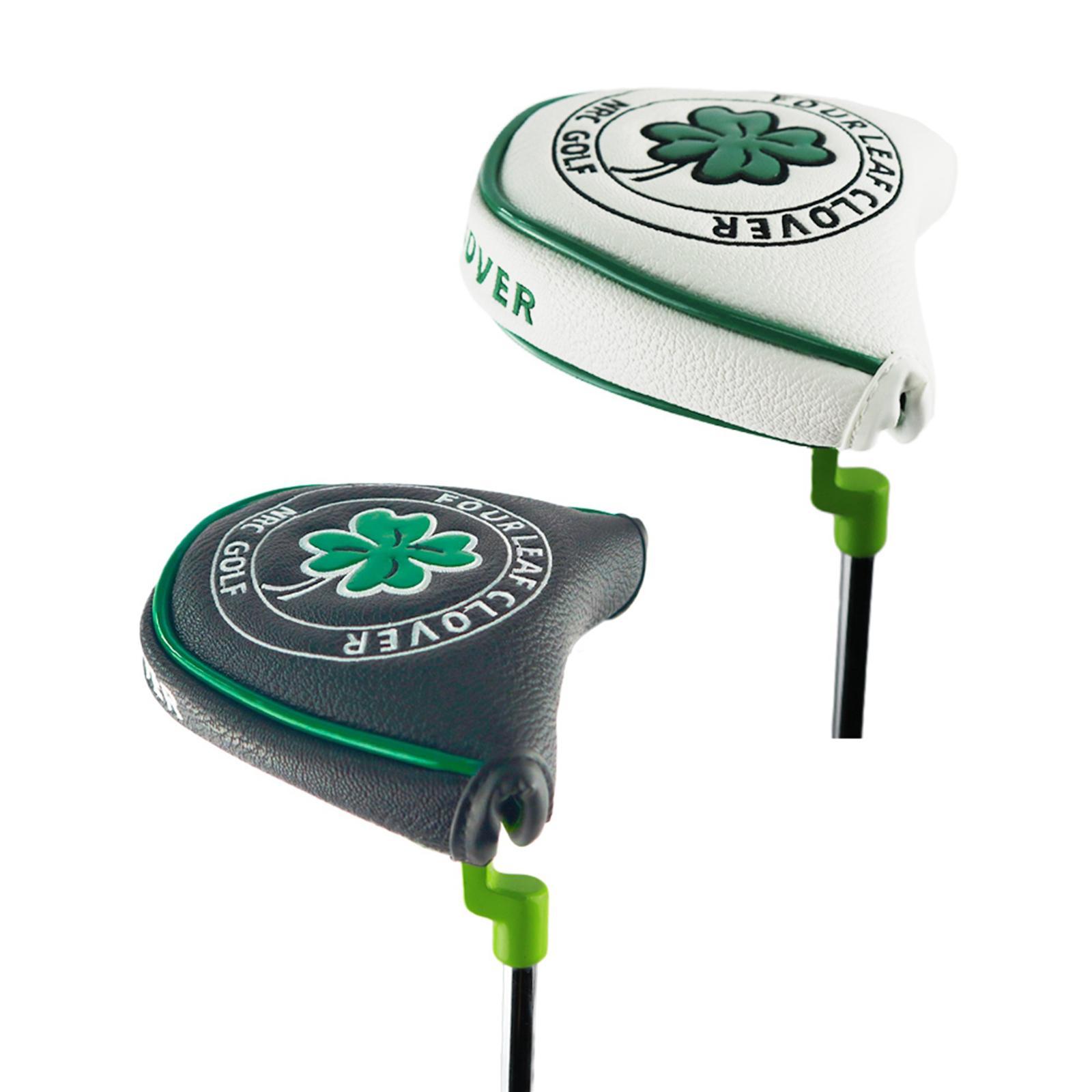 2xPu Golf Putter Cover Half Mallet Head Cover Club Head Protector Guard White