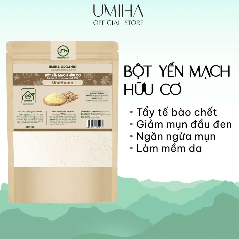 Bột Yến Mạch nguyên chất UMIHOME 40G đắp mặt nạ, tẩy da chết, đánh bay mụn nám tàng nhang hiệu quả