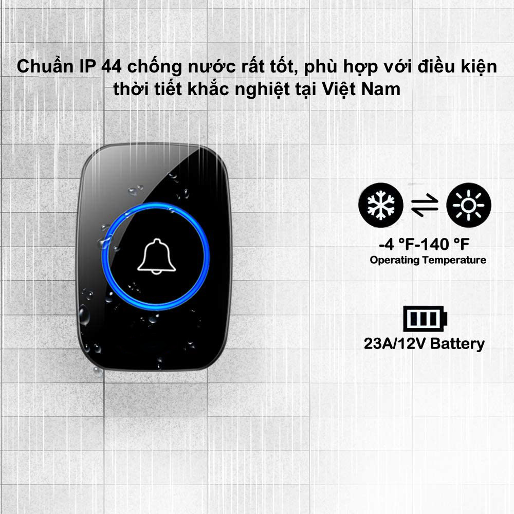 Chuông Cửa Không Dây Thông Minh CTFAST CT - 02 (1 Nút Bấm, 2 Chuông ), Chống Nước, Khoảng Cách Sử Dụng Hiệu Quả 300 mét - Hàng Chính Hãng