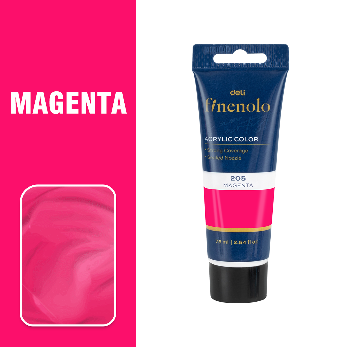 Màu Acrylic Tuýp 75ml Đủ Màu Finenolo Cao Cấp Deli - Tô Đất Sét, Đất Nặn Tự Khô, Vẽ Túi Vải Tote, Quần Áo DIY, Giày, Tranh Tường, Đa Chất Liệu, Tươi Sáng, Nhanh Khô - EC75