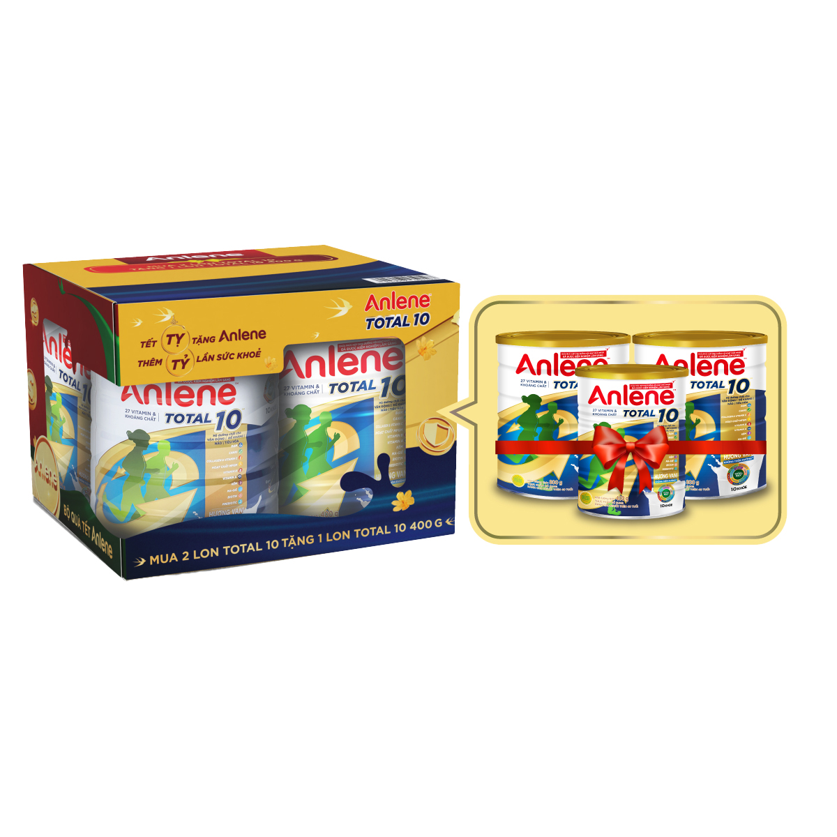 Combo 2 TPBS Anlene TOTAL 10 800g/lon - Tặng 1 lon Anlene Total 10 400g