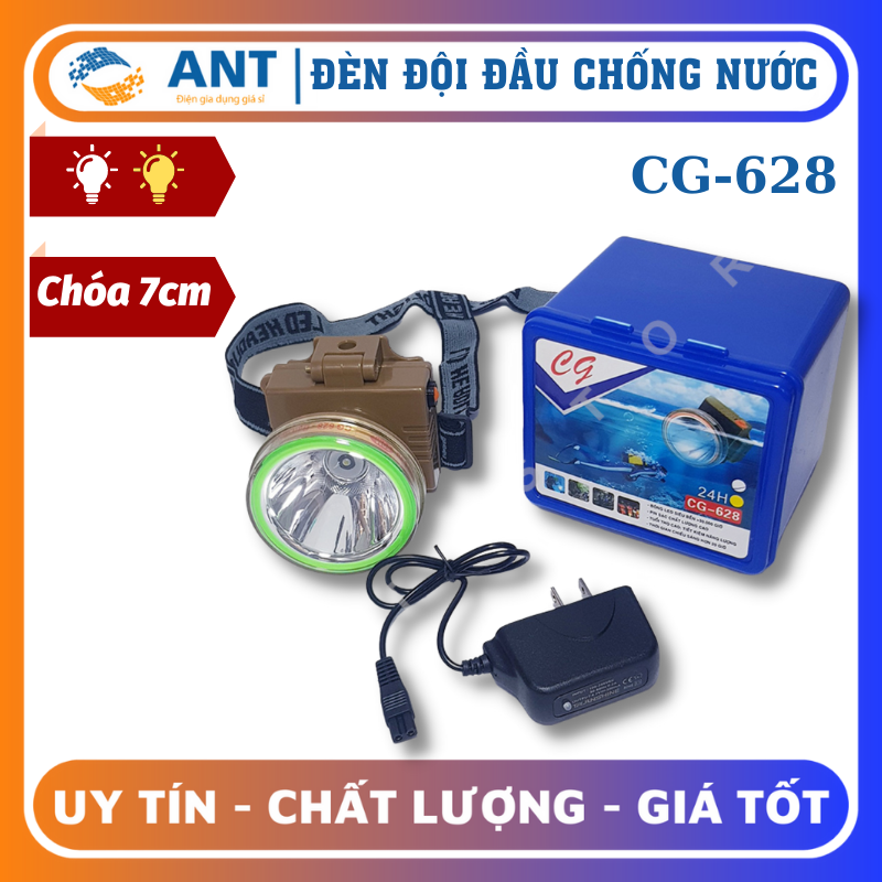 Đèn pin đội đầu chống nước, chóa 8cm, công suất 60w, ND-628