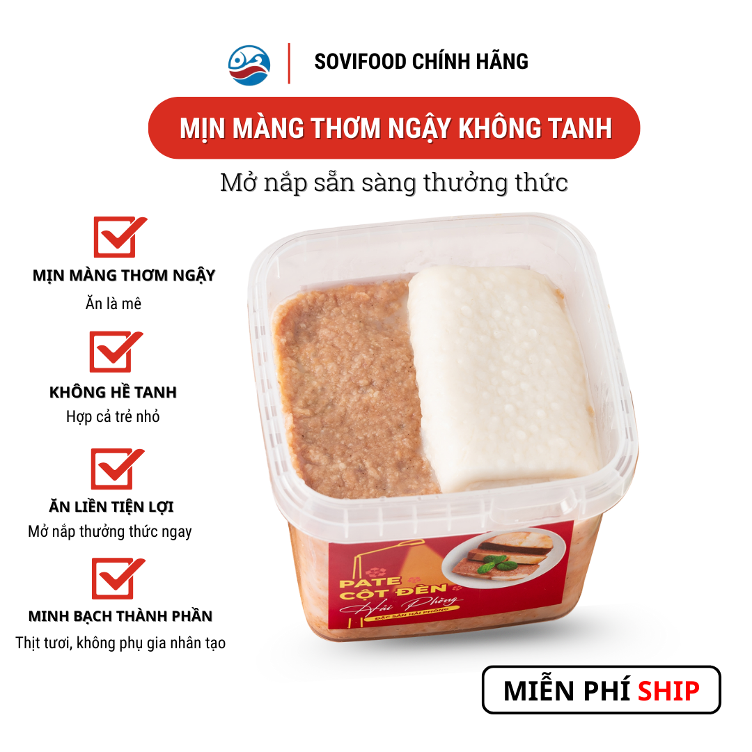 Pate Cột Đèn Hải Phòng Sovifood - Pate Tươi Nhiều Thịt Ít Gan, Không Phụ Gia Nhân Tạo, OCOP - 350G