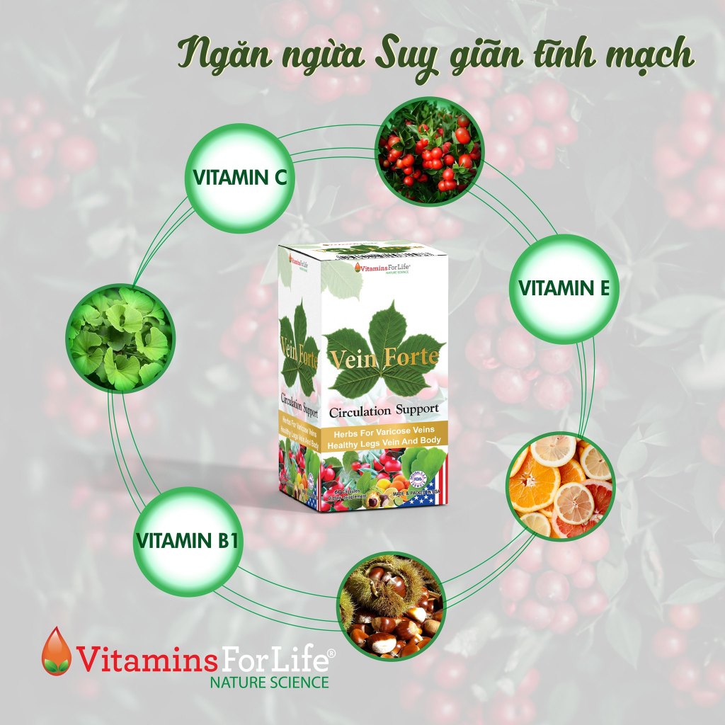 Viên Uống Suy Giãn Tĩnh Mạch Vein Forte Vitamins For Life Giúp Giảm Sưng, Ngứa Chân (Hộp 30-60 Viên)