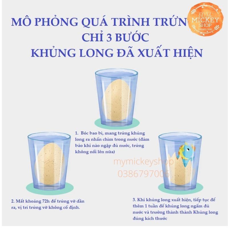 Trò chơi Trứng Khủng Long Tự Nở Trong nước size lớn nhiều mẫu (giao ngẫu nhiên)