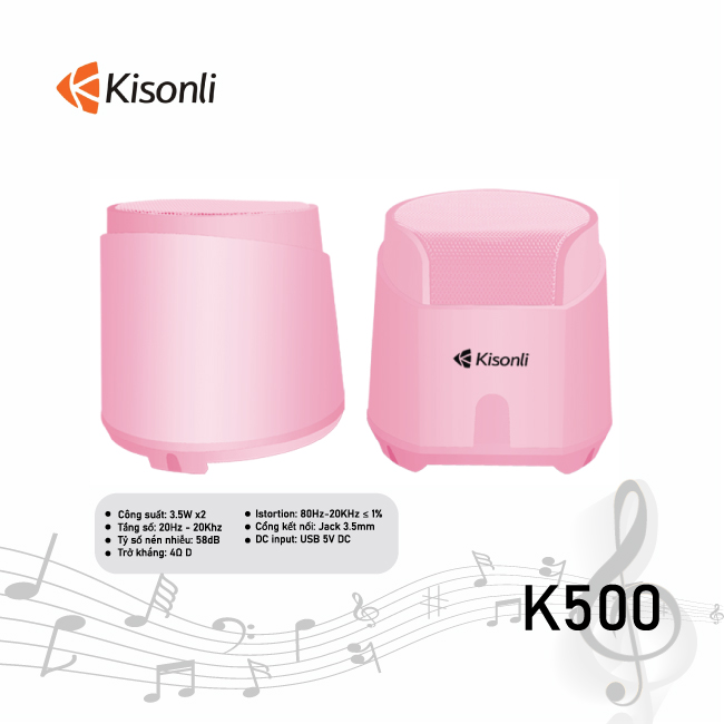 Loa 2.0 Kisonli K500 Pink LED - JL - HÀNG CHÍNH HÃNG