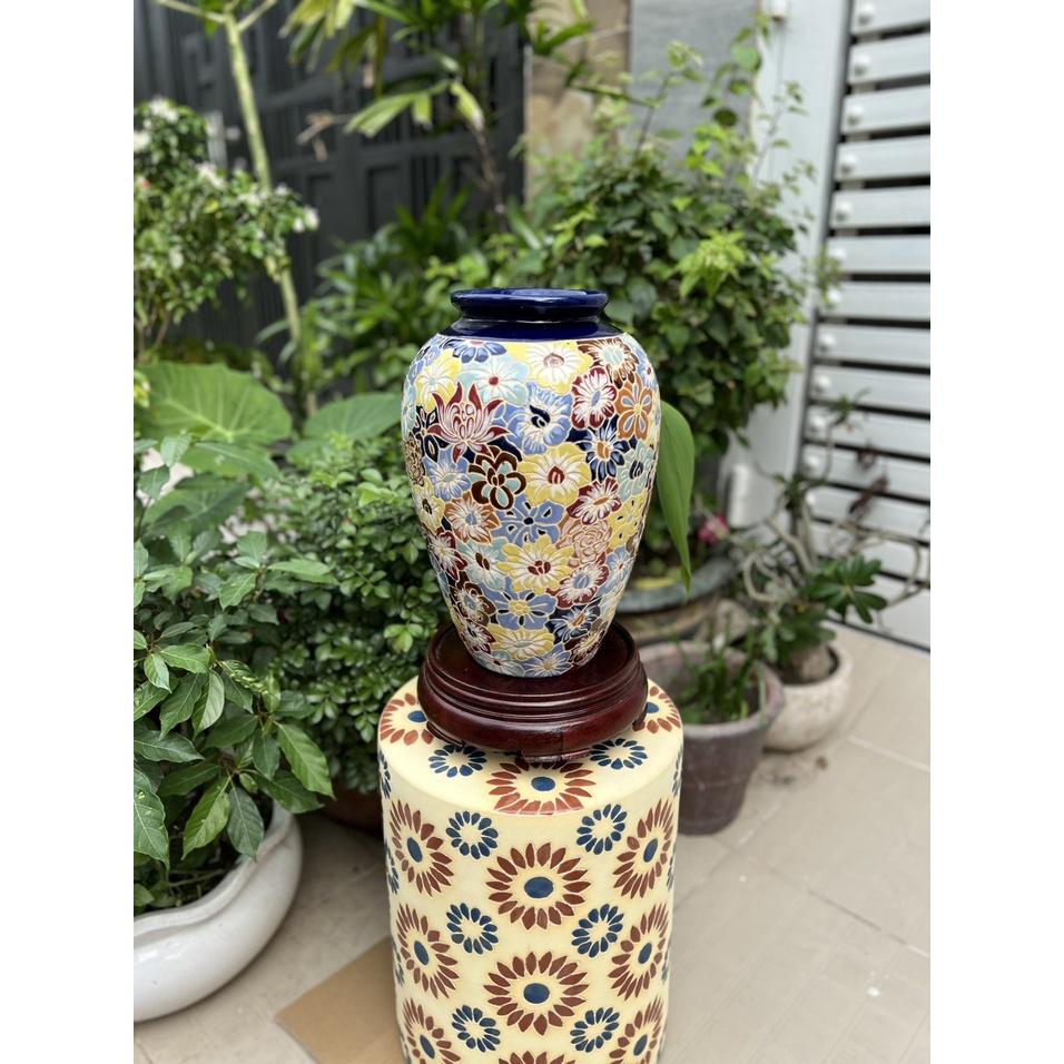 Bình Bách Hoa Và Cá Chép Gốm Sứ Nam Bộ 37cm Decor Trang Trí Cấm Hoa