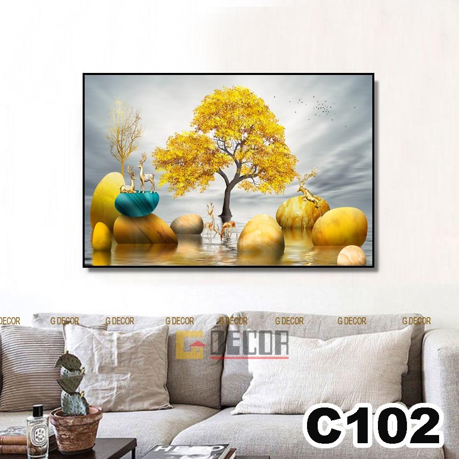 Tranh treo tường canvas 1 bức phong cách hiện đại Bắc Âu, tranh phong cảnh trang trí phòng khách, phòng ngủ, spa C168