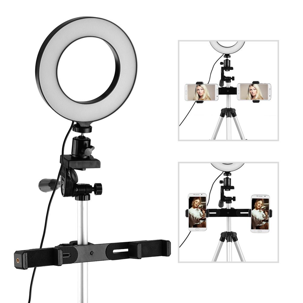 Bộ đèn phát trực tiếp điện thoại kép 6.3 inch / 16cm 2700K ~ 6500K có thể thay đổi màu