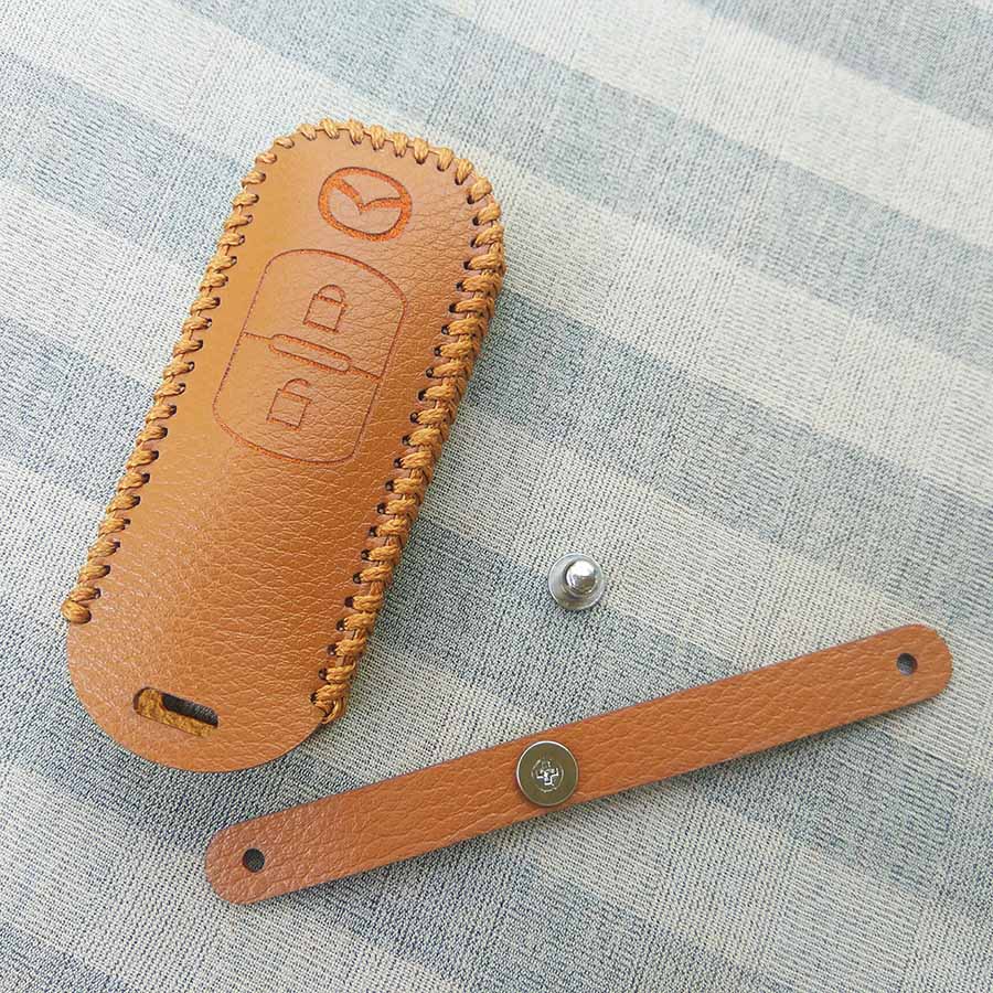 Bao da 2 nút chìa khóa smartkey xe hơi Mazda