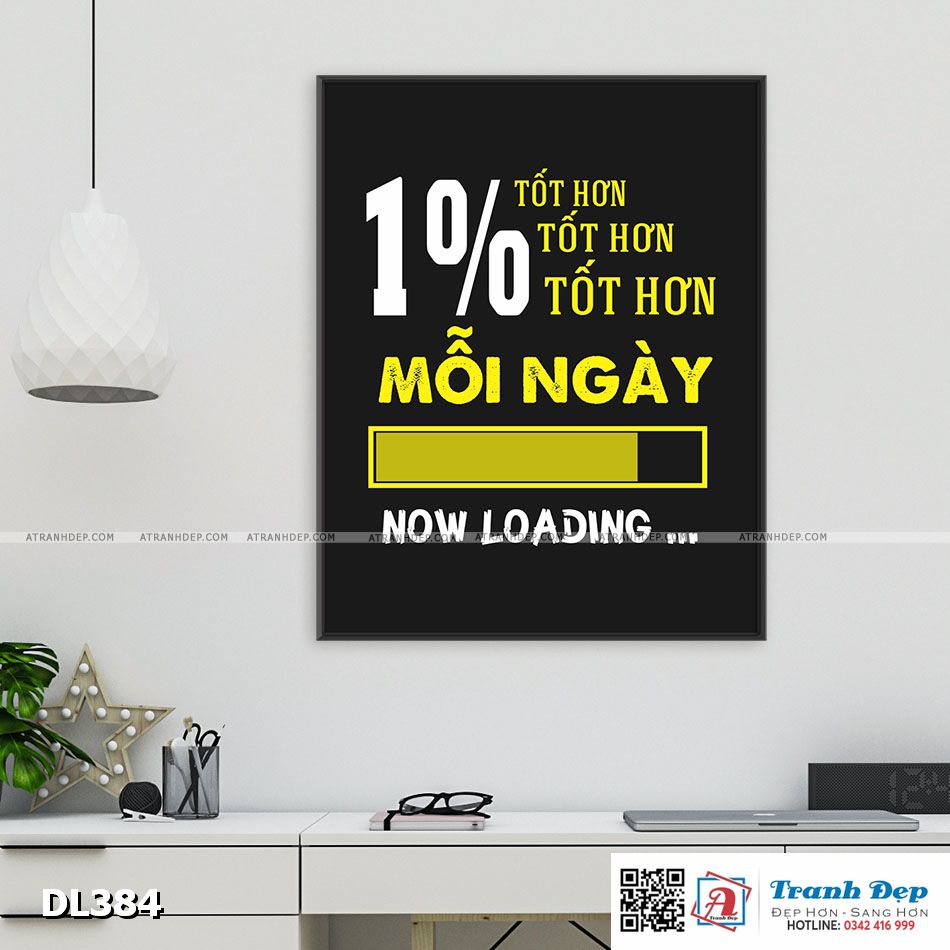 Tranh động lực trang trí phòng làm việc - 1% tốt hơn mỗi ngày - DL384