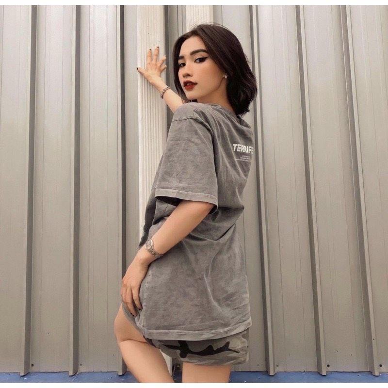 Áo thun unisex tay lỡ BAD TERRIFIED WASHED || Hany shop
