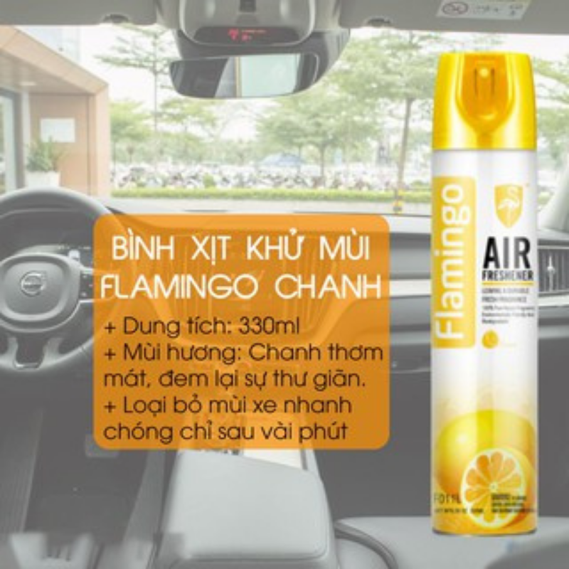 Nước hoa xịt khử mùi hôi xe oto chiết xuất 100% gồm 6 mùi hương thơm từ thiên nhiên Flamingo F011 330ml NHX-01