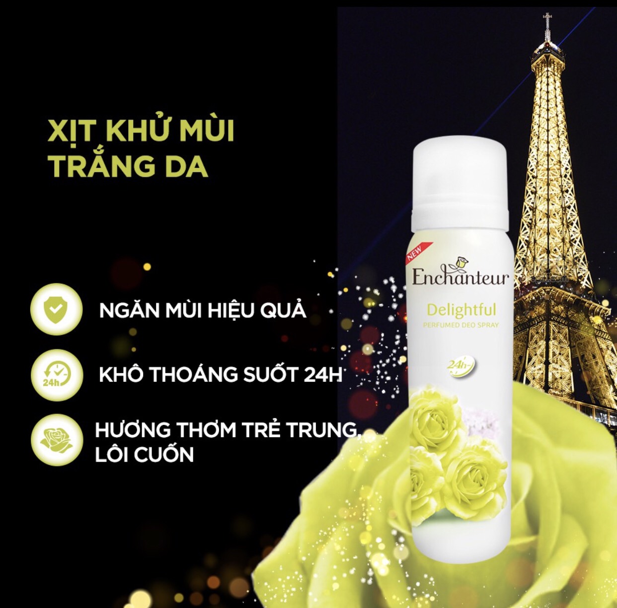 Combo Enchanteur Delightful: Xịt khử mùi 150ml +Nước hoa bỏ túi 18ml