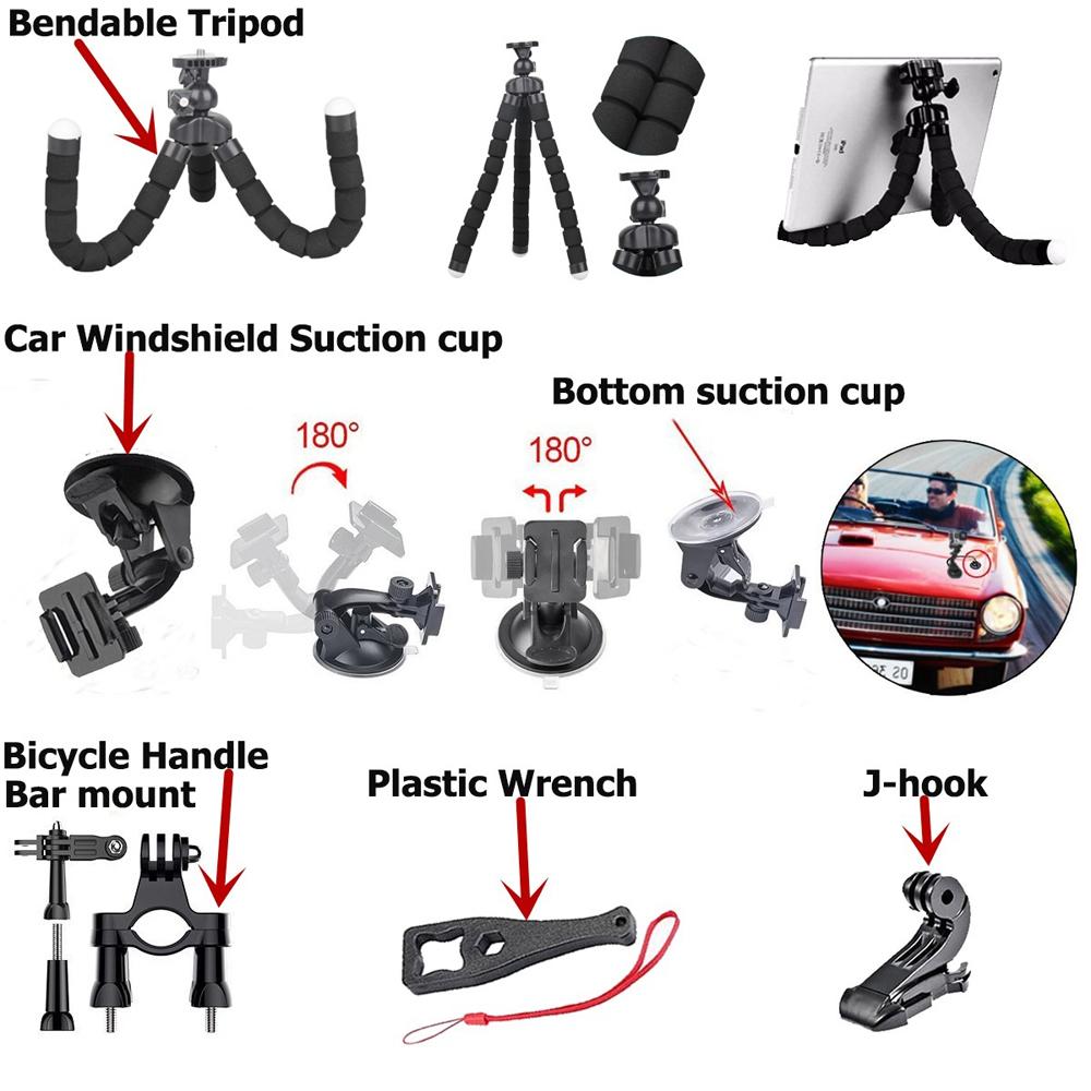 Dây đai đeo ngực 29pc cho Gopro Hero Dây đai gắn cho GoPro SJCAM SJ4000 Sport Cam Fix