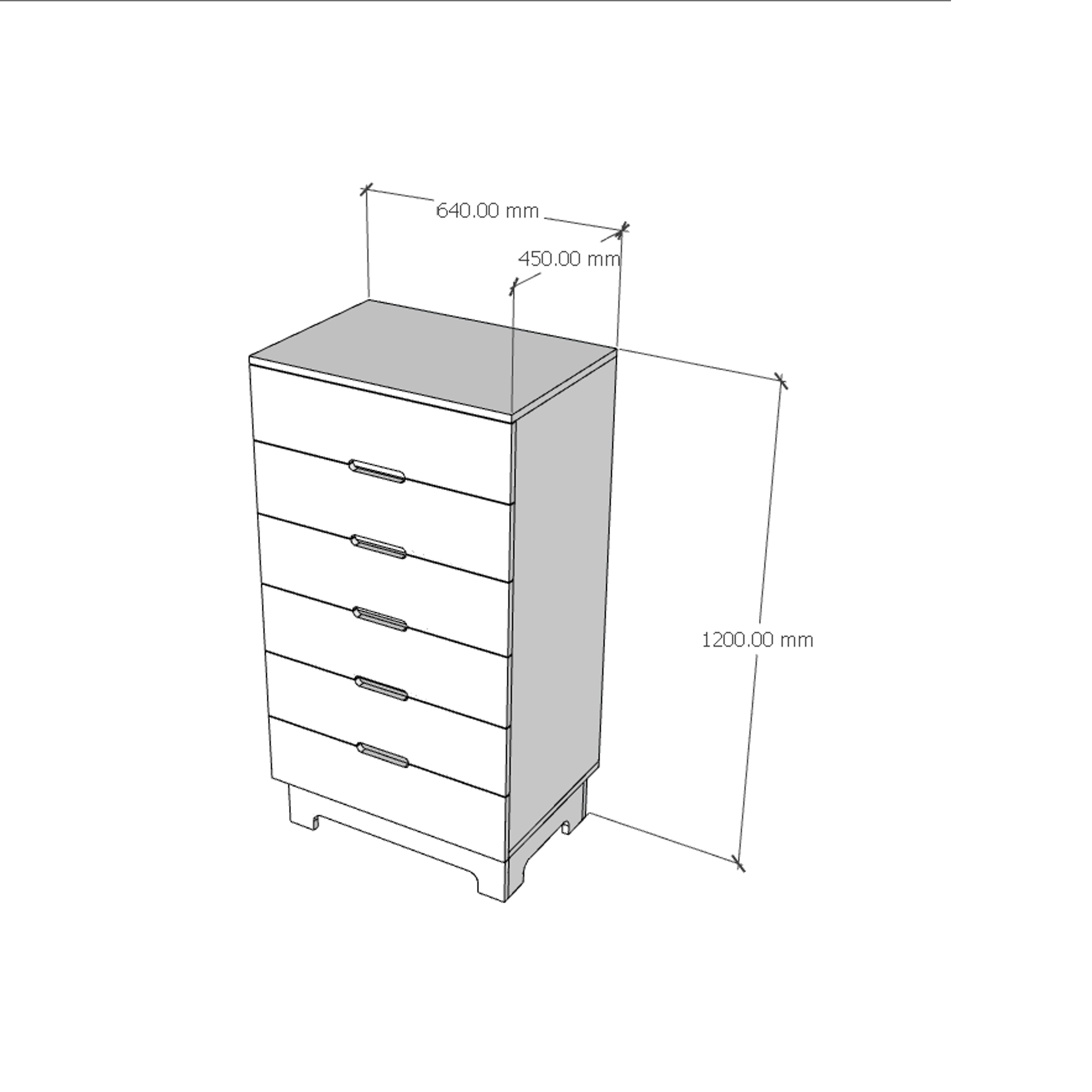 [Happy Home Furniture] MOLLY, Tủ lưu trữ 6 ngăn kéo, 64cm x 45cm x 120cm ( DxRxC), THK_105