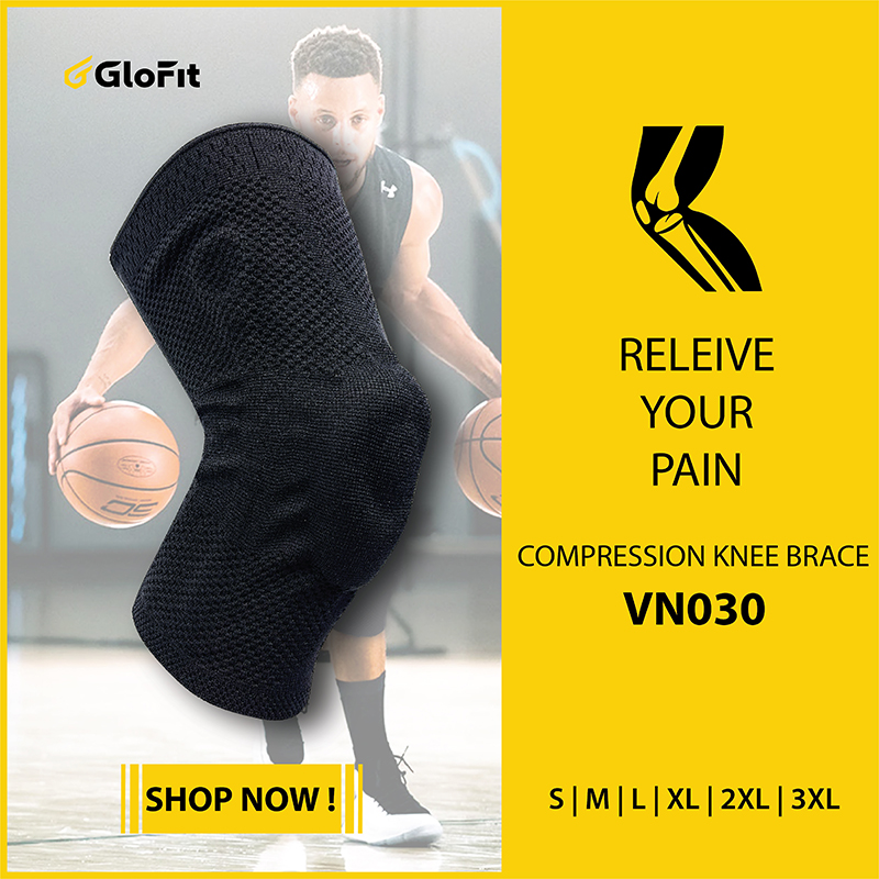 Băng Bảo Vệ Khớp Gối 360º Glofit VN030 - Full Black (Compression Knee Brace Glofit VN030