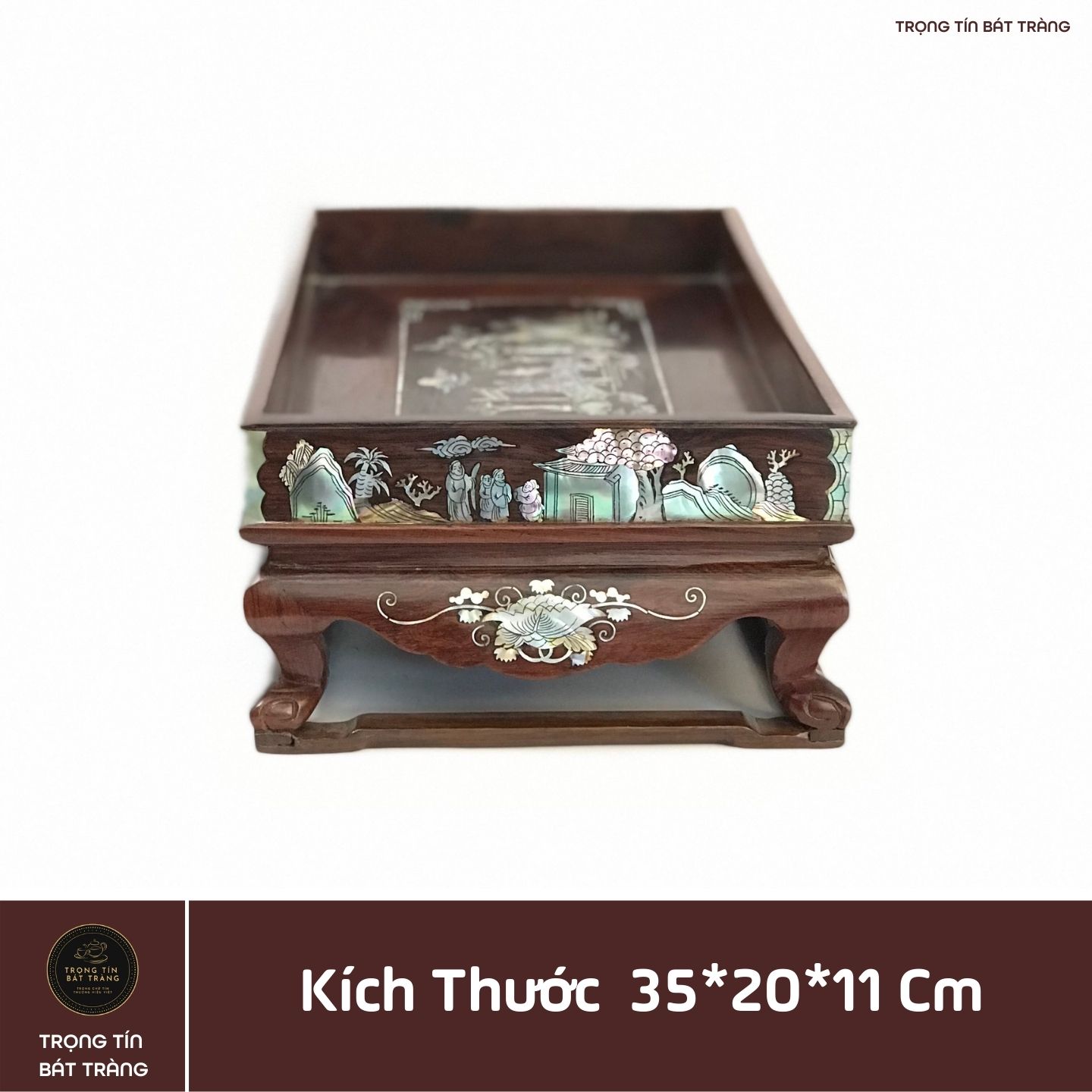 Khay Trà Gỗ Cẩm Hình Chữ Nhật Kích Thước 35*20*11 cm KT 88