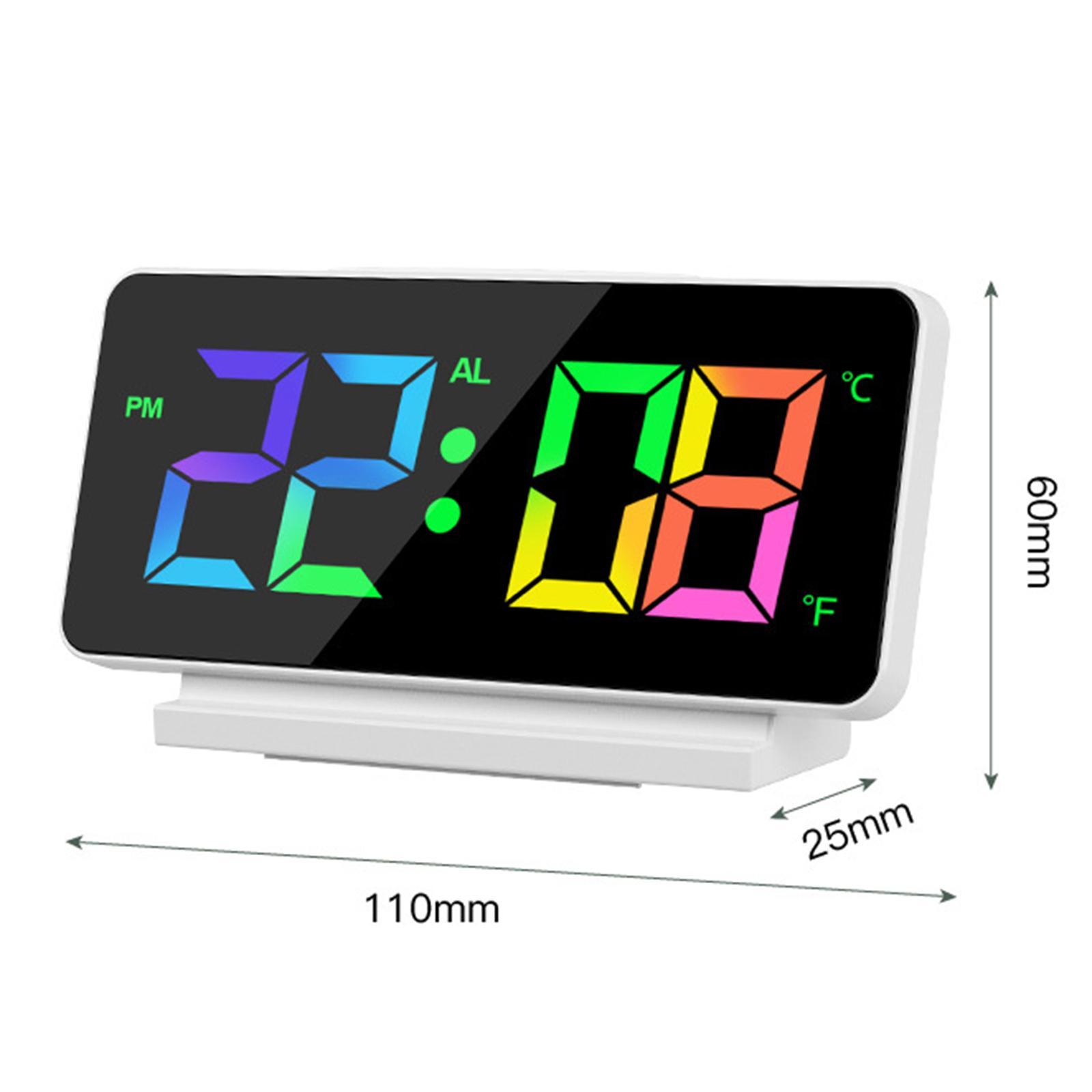 Colorful  Clock Large LED Display Table USB Calendar Seniors Bedroom