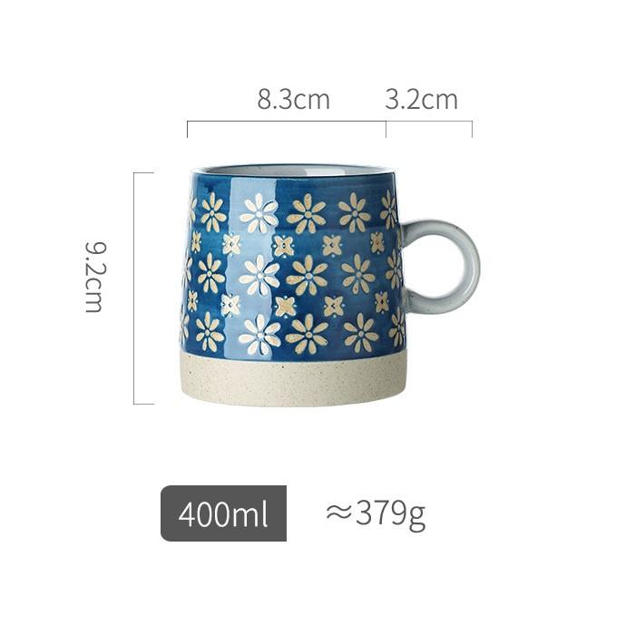 Cốc gốm sứ uống trà phong cách Nhật Bản 400ml