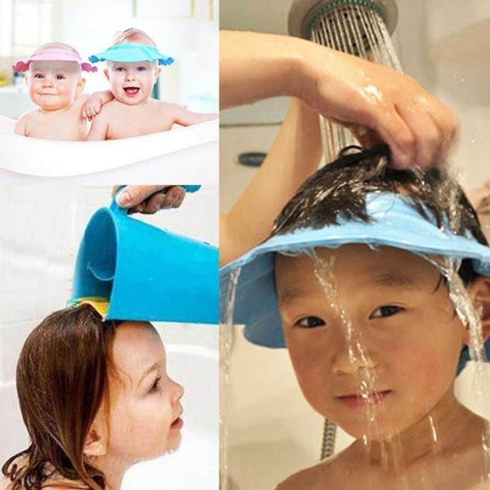 Mũ tắm cho bé - Nón Tắm chắn nước có vành che tai cho bé Duashop