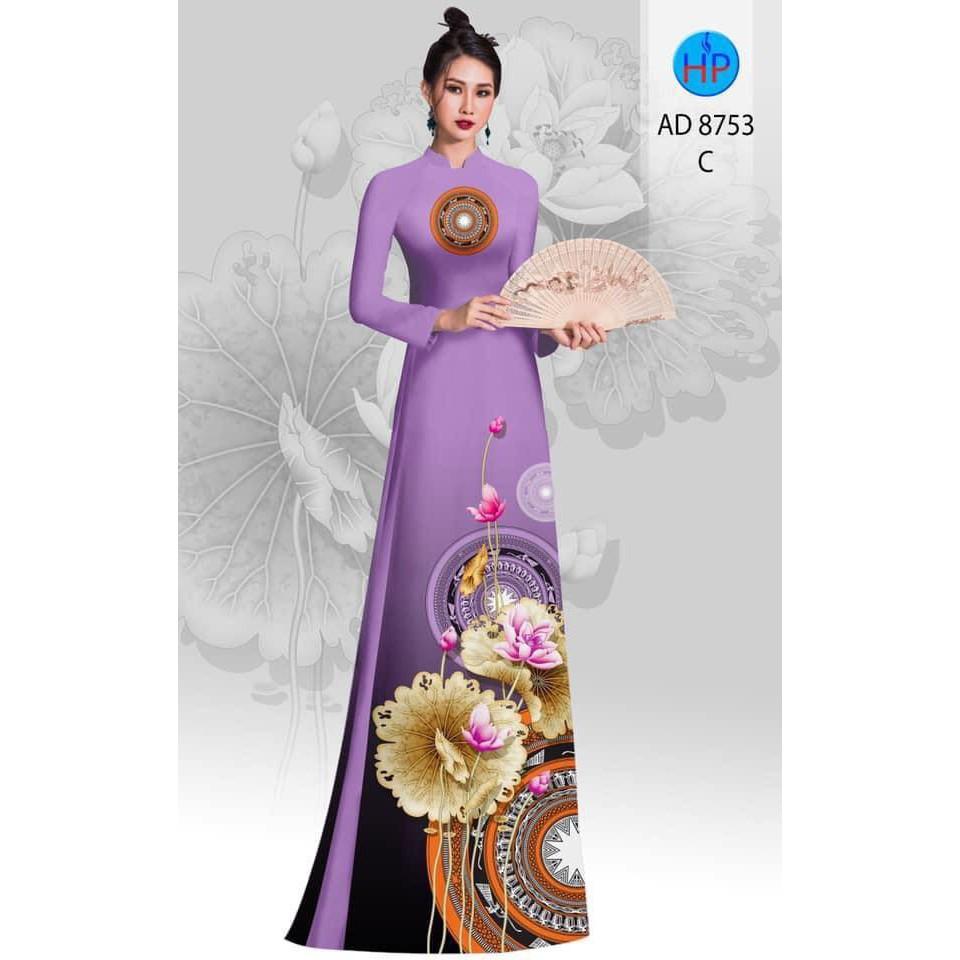 Vải may áo dài in hoa sen và họa tiết trống đồng