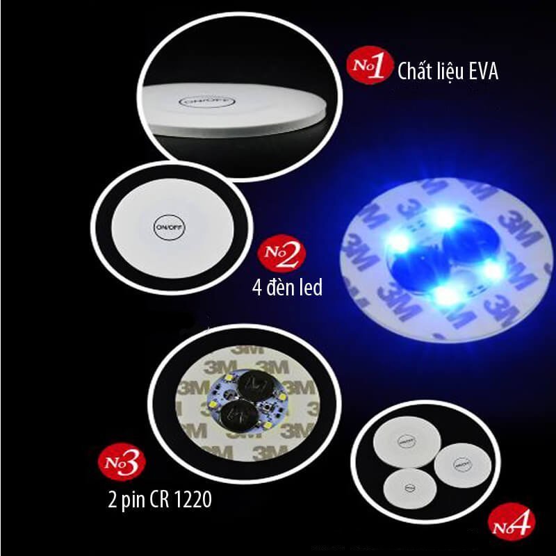 Bộ 5 đế Lót Ly đèn led phát sáng đẹp mắt Party Night Club (size 5cm)