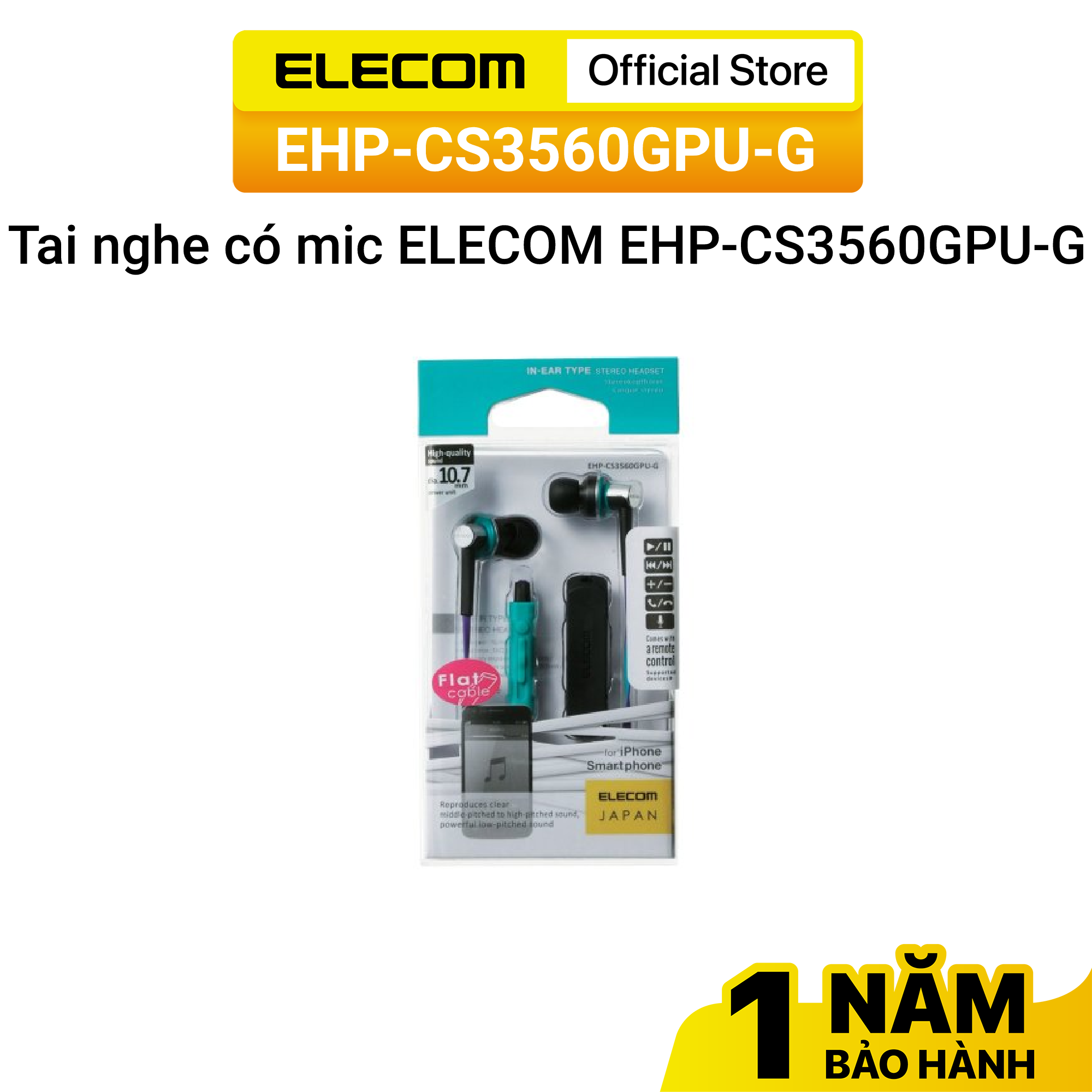 Tai nghe có mic ELECOM EHP-CS3560 - Hàng chính hãng
