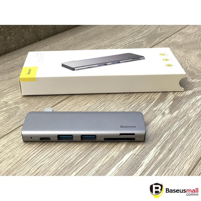 Baseus -BaseusMall VN Bộ Hub chuyển đổi 5 trong 1 Baseus Harmonica Type C to USB 3.0, TF/SD, Type C PD Adapter (Hàng chính hãng)