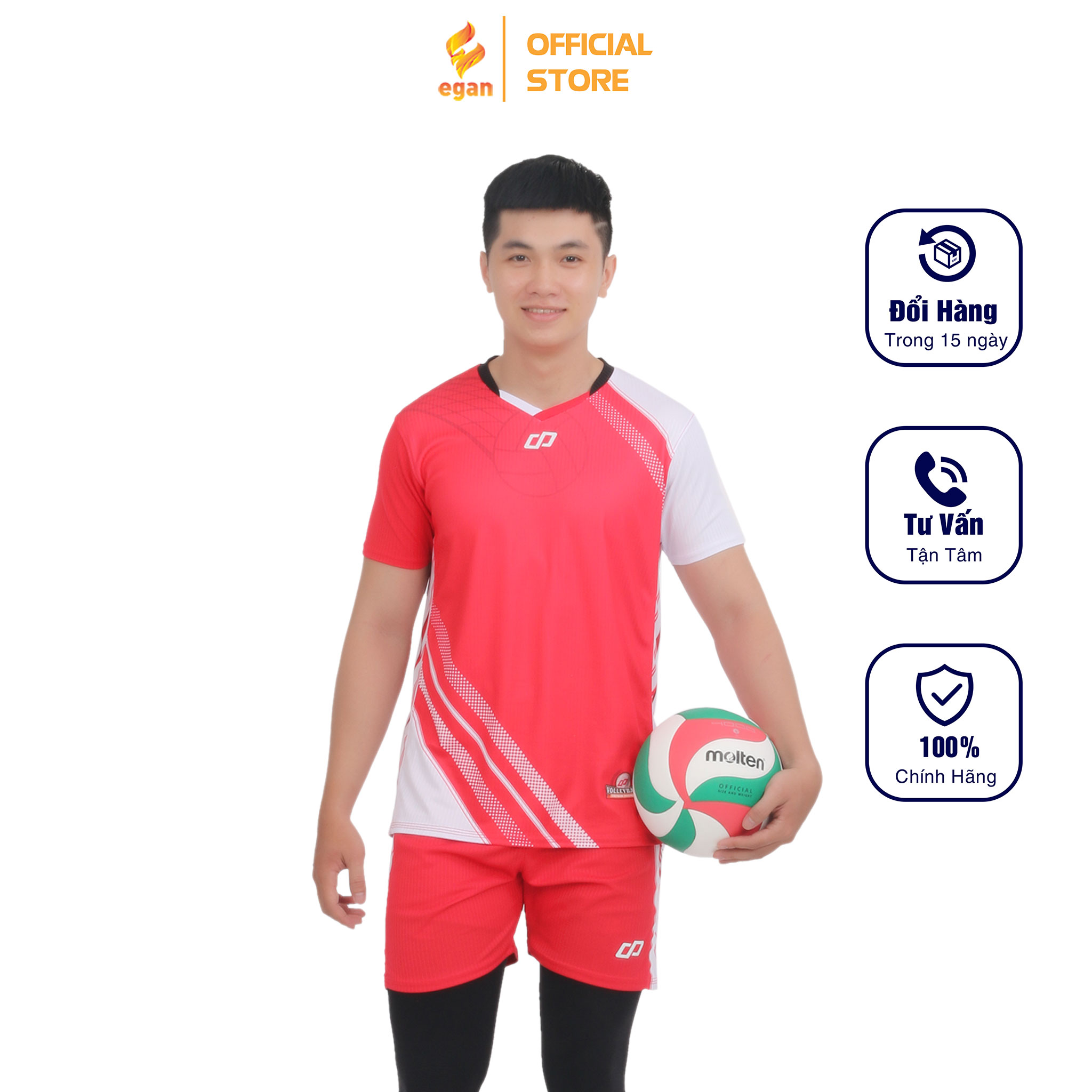 Bộ Quần Áo Thể Thao Bóng Chuyền Màu Đỏ Nam GALVIN – CP SPORT BC03