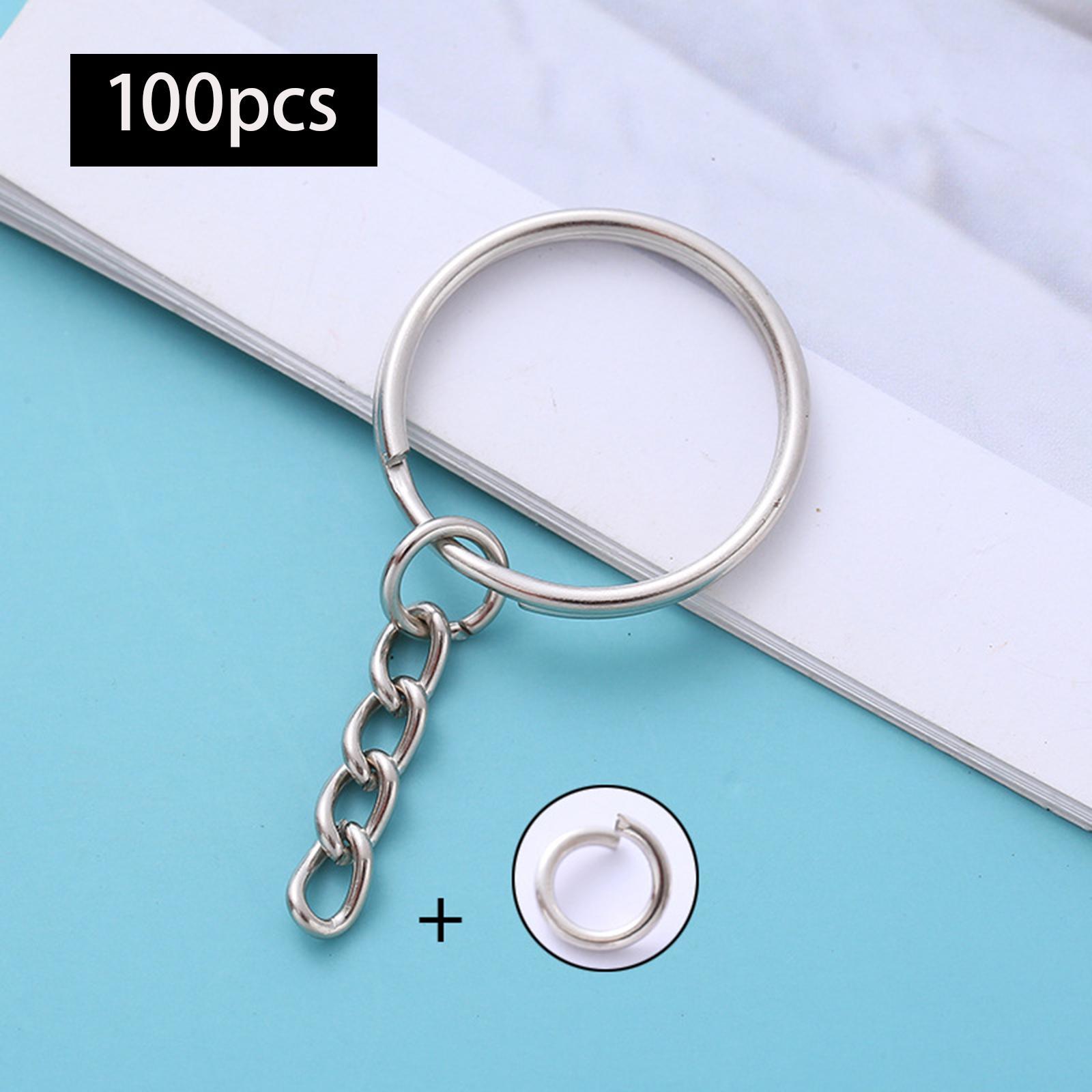 100x Split Key Chain  with Chain Decoration 25mm Holiday Metal Key Rings