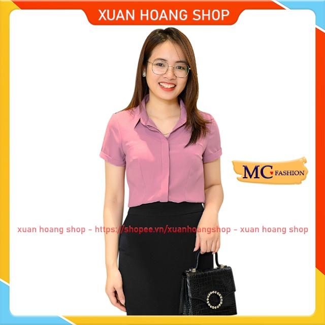 Áo Sơ Mi Nữ Công Sở Đẹp Mc Fashion Ngắn Cộc Tay, Màu Trắng, Đen, Đỏ, Hồng, Tím, Xanh Công Đoàn A688