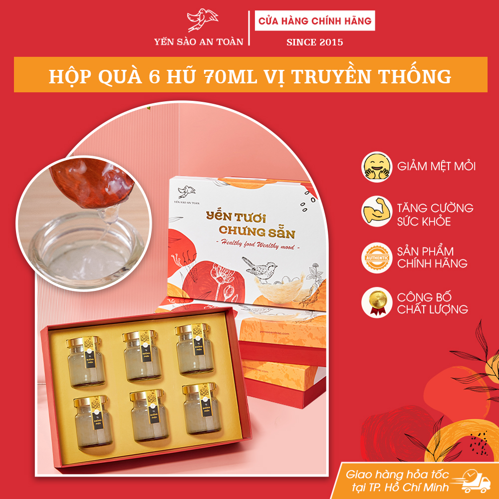 Yến chưng đường phèn và không đường combo 6 và 12 hũ 70ml và 140ml ĐẬM ĐẶC YẾN TƯƠI từ Yến Sào An Toàn
